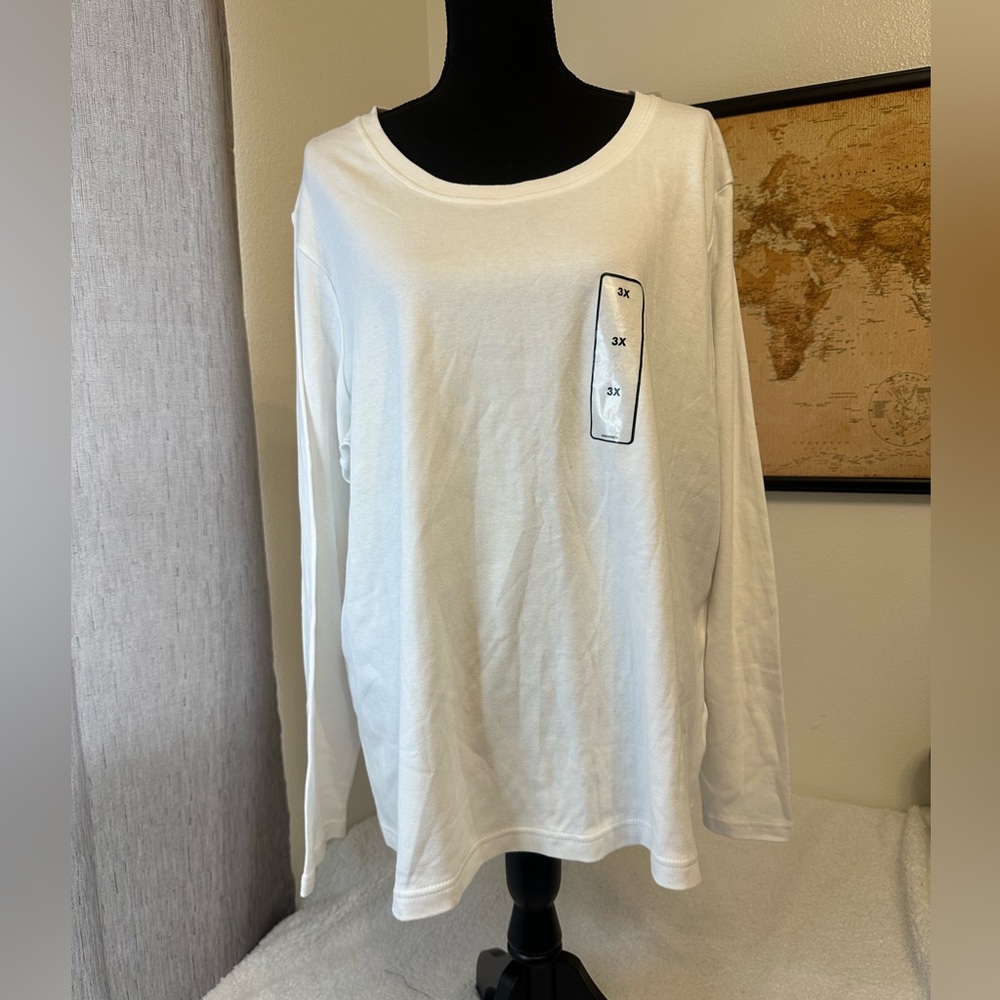 Basic Editions white long sleeved shirt 3X